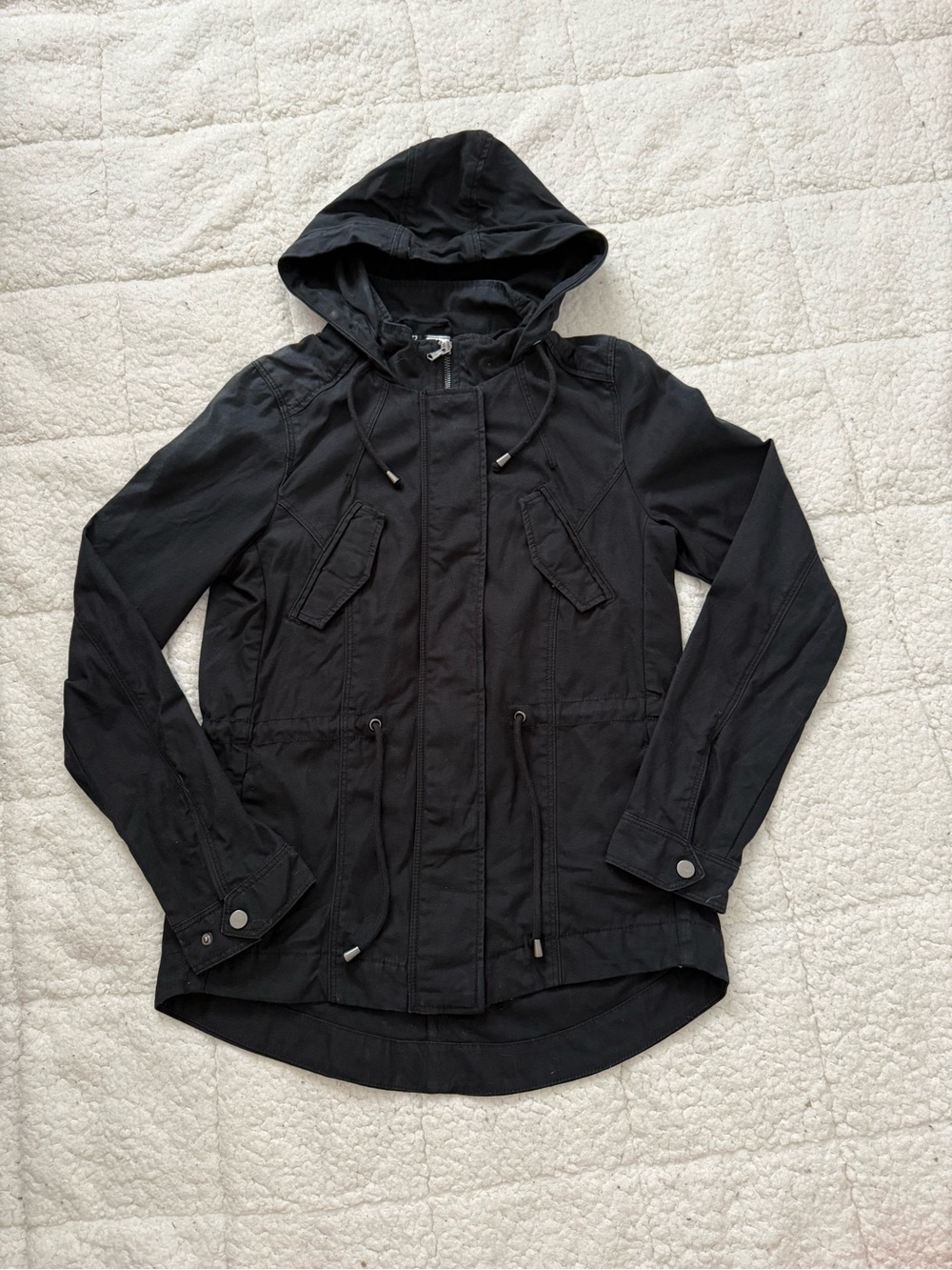 Divided Black Hooded Varsity-Style Jacket